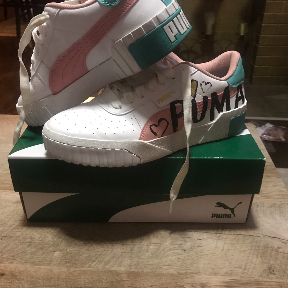 PUMA White and Pink Sneakers